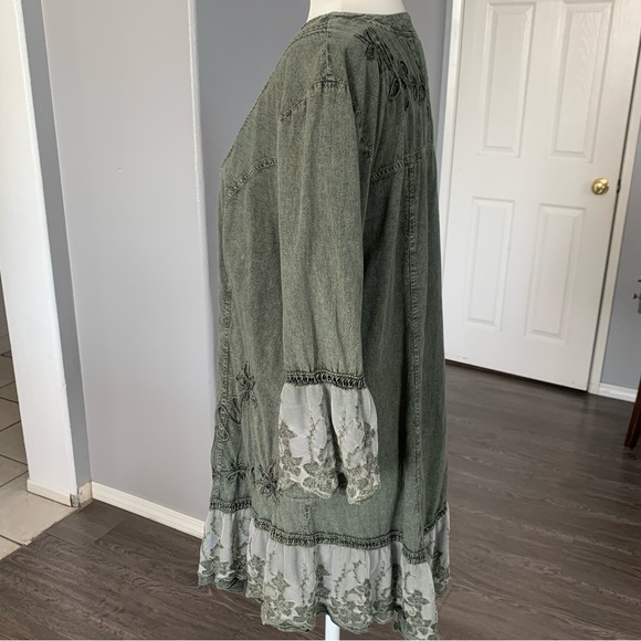 INCA COTTON EMBROIDERED TUNIC, lace trim - Picture 8 of 15